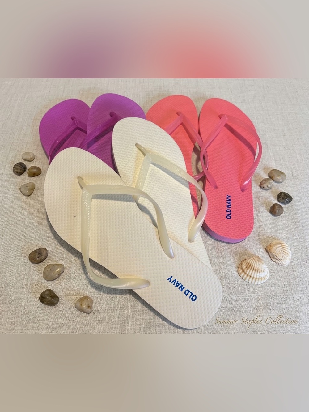 Old Navy & Gap Women's Flip Flops - Sunset Orange, Pink, Yellow